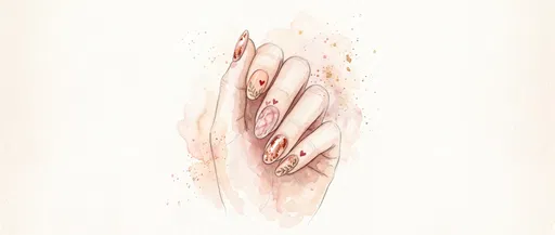 Watercolor Nail Art Hand Illustration