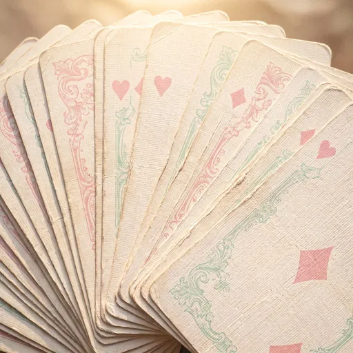 Fanned Vintage Pastel Playing Cards Macro