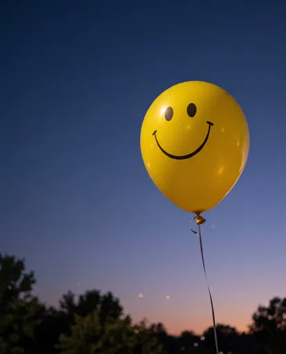 Yellow Smiley Balloon at Twilight