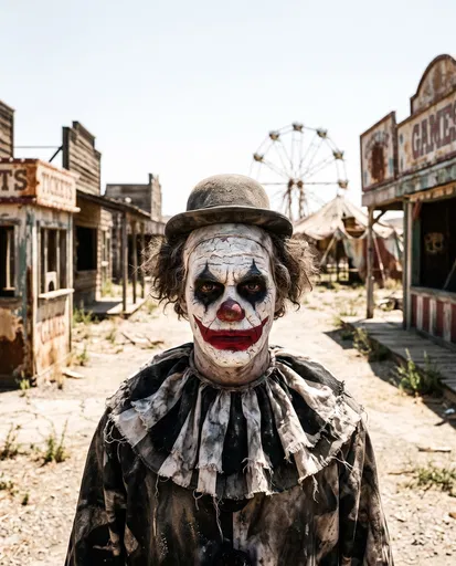 Creepy Clown in Abandoned Carnival