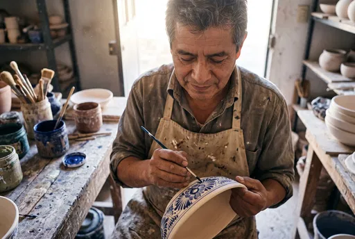 Mexican Artisan Painting Ceramic Bowl