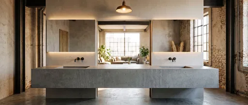 Modern Concrete Vanity in Industrial Loft