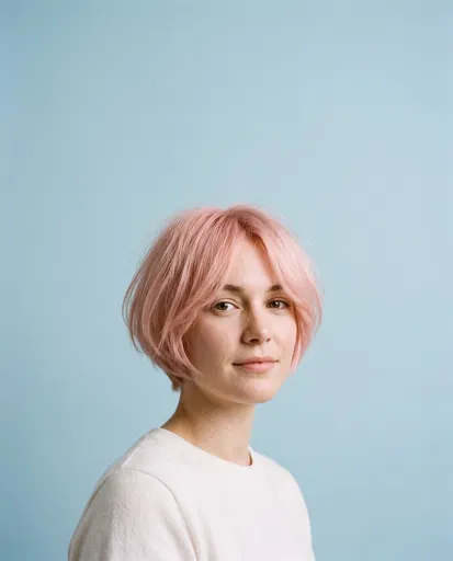 Woman With Pastel Pink Short Bob