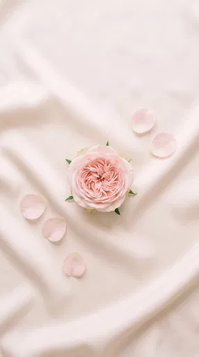 Blush Pink Rose on Cream Silk