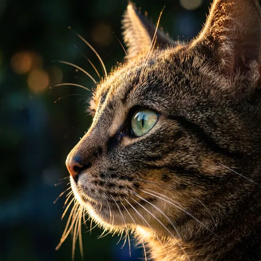 Tabby Cat Profile in Golden Sunlight