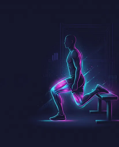 Neon Athlete Performing Bulgarian Split Squat