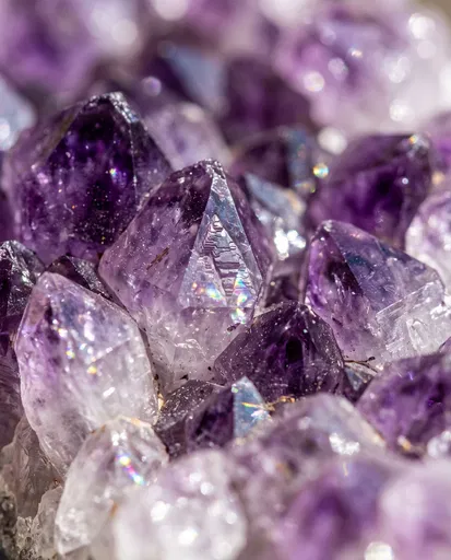 Macro Raw Amethyst Crystal Cluster