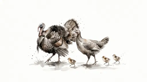 Watercolor Turkey Family Illustration