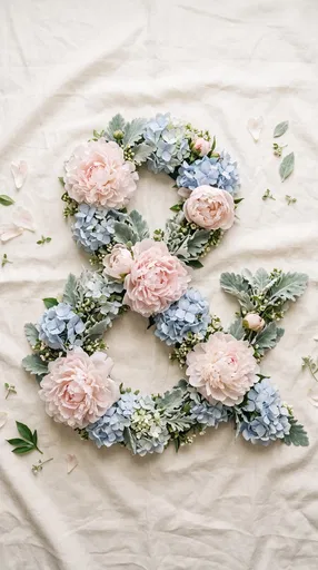 Pastel Floral Ampersand on Cream Linen