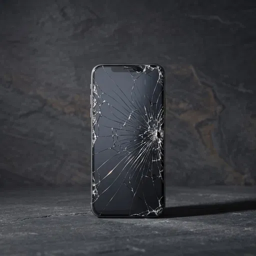 Smartphone With Shattered Glass Screen