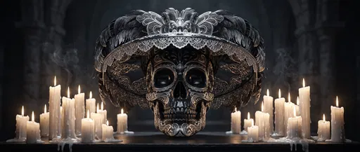 Obsidian and Silver Catrina Skull Centerpiece