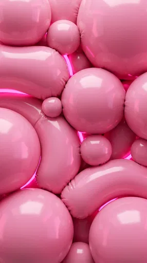 Glossy Pink Inflatable Spheres Abstract Background