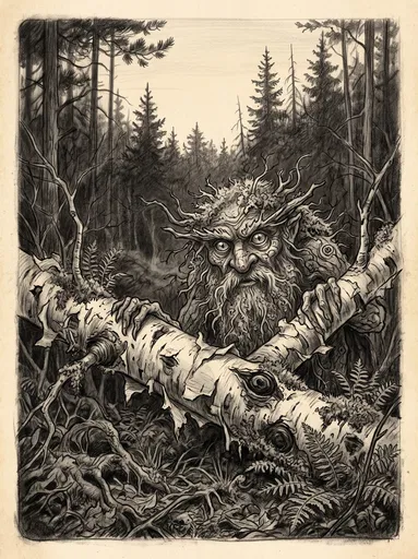 Charcoal Illustration of Forest Spirit
