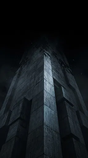 Dark Brutalist Concrete Monolith Tower