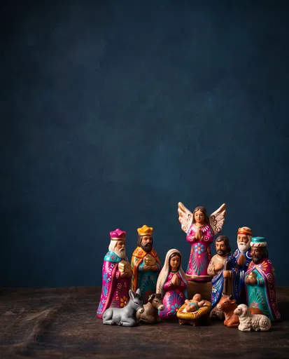 Mexican Folk Art Clay Nativity Set