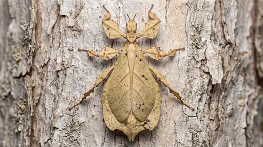 Macro Dorsal View of Beige Leaf Insect