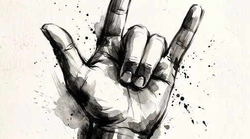 Ink Wash I Love You Hand Sign