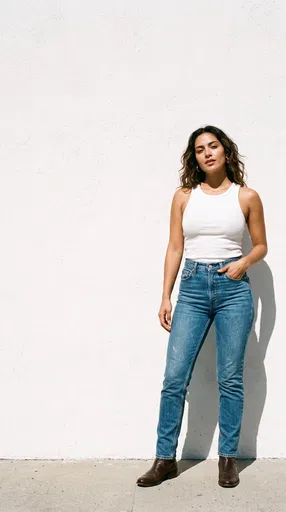 Woman Posing Against White Wall