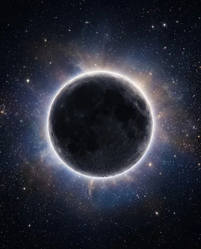 Backlit New Moon in Deep Space