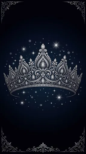 Ornate Silver Victorian Diamond Tiara Illustration