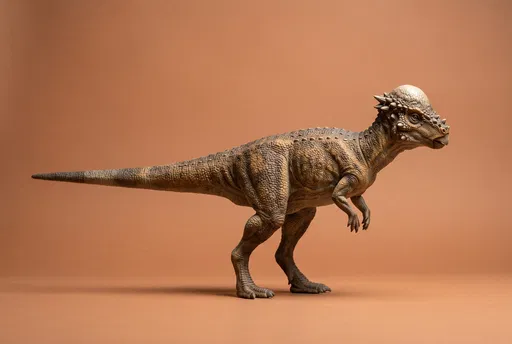 Pachycephalosaurus Dinosaur Profile on Terracotta Backdrop