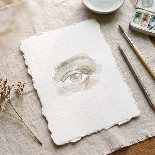 Watercolor Eye Sketch Flat Lay
