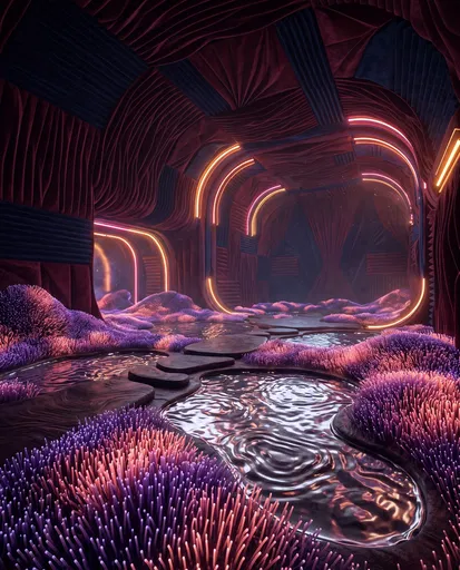 Surreal Sensory Chamber With Neon Lights