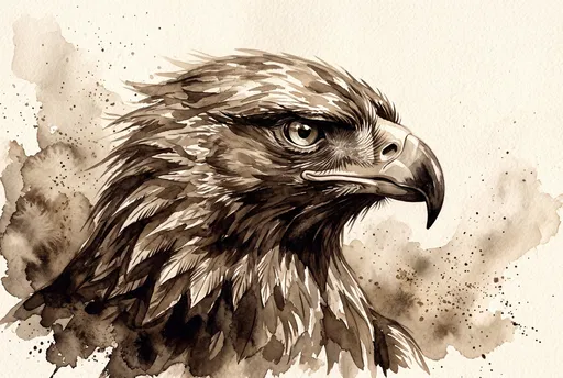 Sepia Watercolor Golden Eagle Portrait