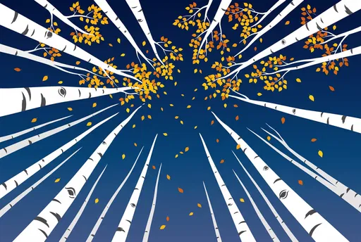 Low Angle Autumn Birch Trees Illustration