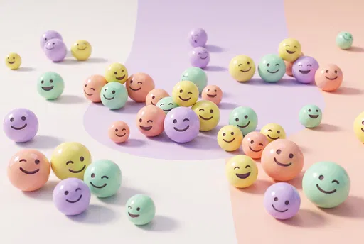 Glossy Pastel 3D Smiley Face Spheres