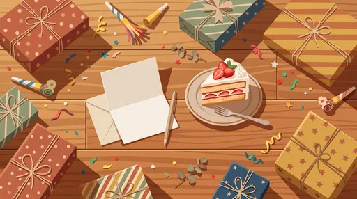 Birthday Flat Lay With Cake And Gifts