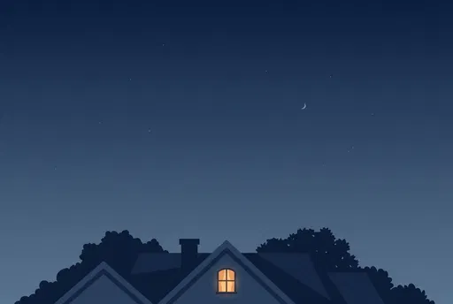 Suburban House Roofline Under Night Sky