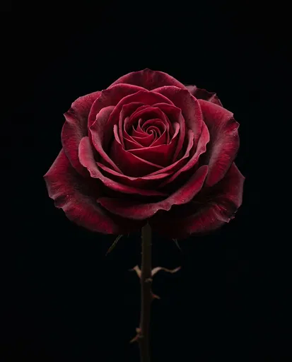 Deep Burgundy Rose on Black Background