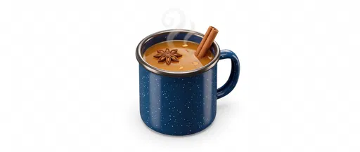 Blue Enamel Mug with Spiced Cider