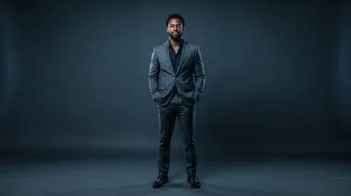 Confident Businessman in Charcoal Suit