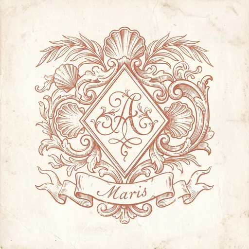Terracotta Rococo Monogram Emblem With Shells
