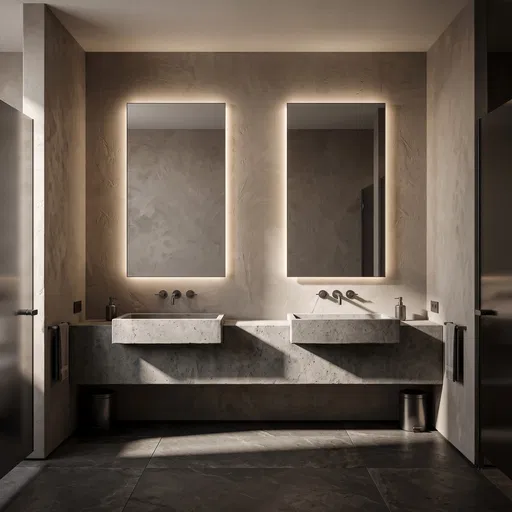 Modern Concrete Double Sink Bathroom