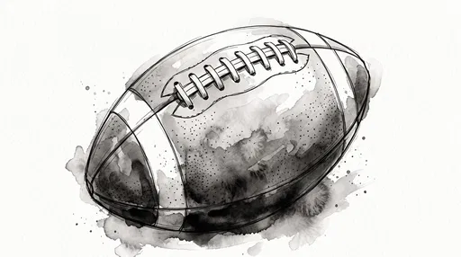 Monochrome Watercolor and Ink Football Illustration