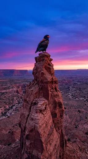 Bateleur Eagle on Desert Rock Spire