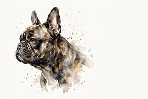 Watercolor Brindle French Bulldog Portrait