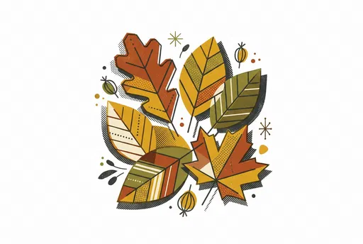 Mid-Century Modern Autumn Leaves Graphic Clipart