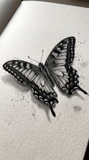 Charcoal Drawing of Swallowtail Butterfly