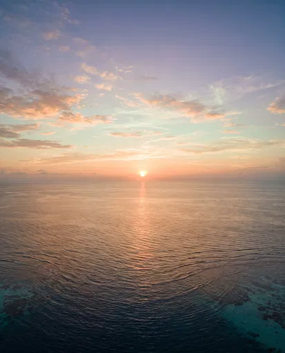 Aerial View of Pastel Tropical Sunset