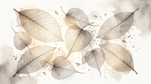 Watercolor Skeletonized Magnolia and Bodhi Leaves