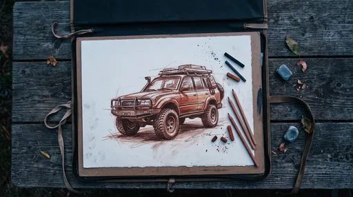 Overhead View of Off-Road SUV Sketch