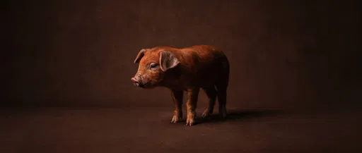Duroc Piglet Studio Portrait on Brown