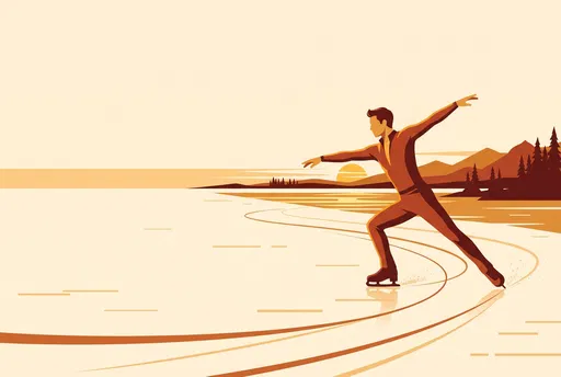 Male Figure Skater on Frozen Lake