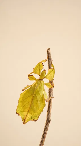 Walking Leaf Insect on Dried Stem
