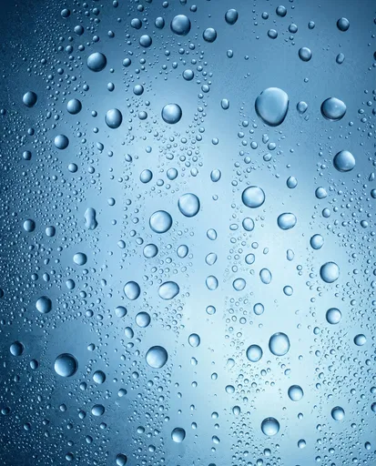 Water Droplets on Blue Frosted Glass