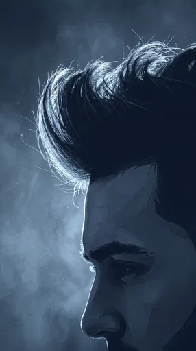 Slate Blue Graphic Profile of Quiff Hairstyle